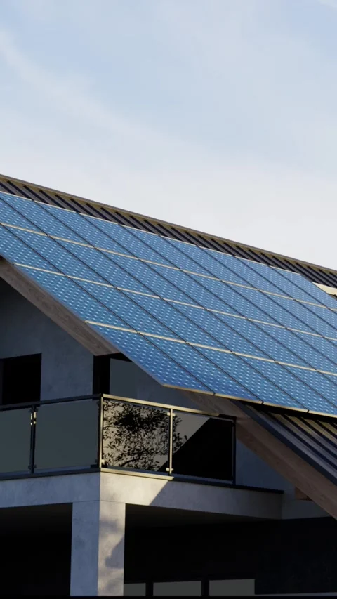 Solar panels installation on house Vídeos de archivo 330448940