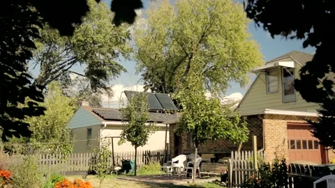 Solar Panels Installed on a House Stockbeeldmateriaal 134588971