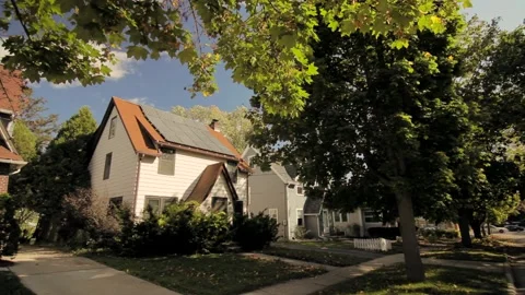 Solar Panels Installed on a House Stock-Footage 134588991