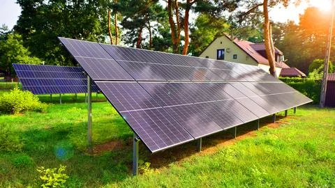 Solar panels with a large surface. Stock Photos