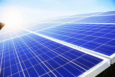 Solar panels to light during the day. Stock Photos