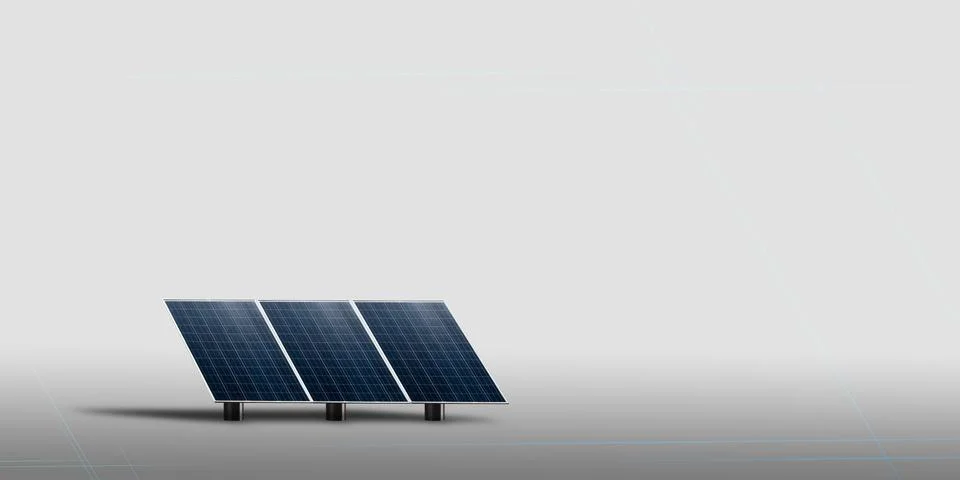 Solar panels look up to the sky to receive the sunlight 3D illustration Stock Illustration