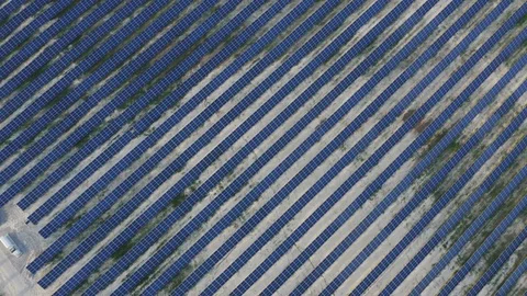 Solar Panels Massive Array Top Down Stock Footage 108767081
