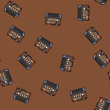 Solar panels mobile home vector seamless pattern Stock Illustration
