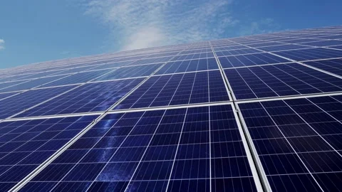 Solar panels modules mounted on building roof. Production of renewable energy Stock Footage 200405723
