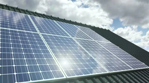 Solar panels modules on roof Stock Footage 139984724