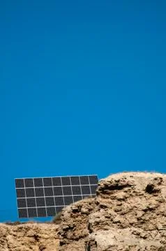 Solar panels on the mountain Fotos de archivo