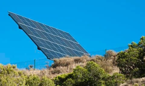Solar panels on the mountain Stock Photos