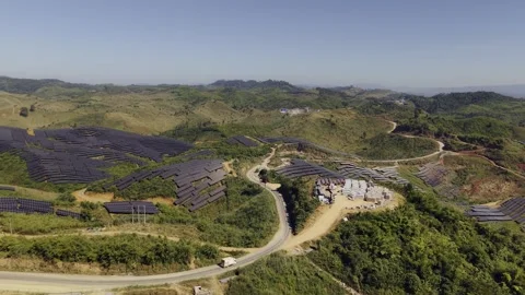 Solar panels mounted on ecological electricity at sunset 스톡 동영상 342169095