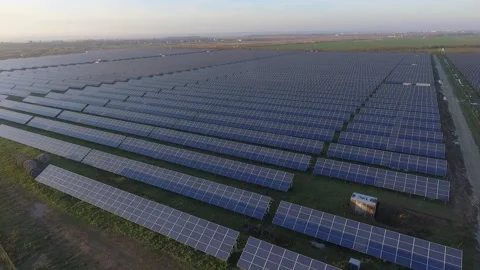 Solar panels on the open field Stock Footage 171767724