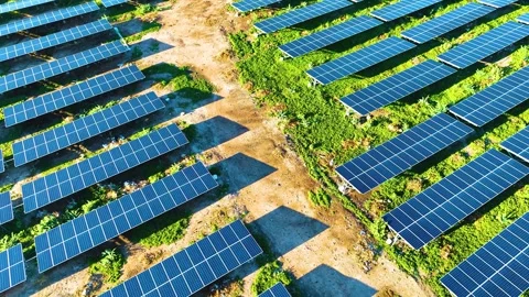 Solar Panels - Orbiting Shot By a Drone 库存影片 251724916