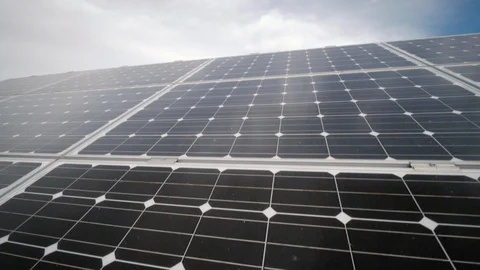 Solar Panels on an Overcast Day Stock Footage 120049590