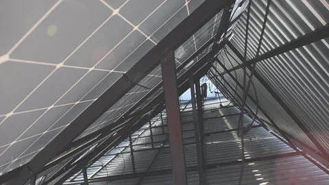 Solar panels panorama Stock Footage 121175364