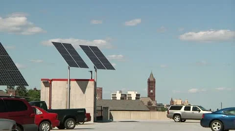 Solar panels in parking lot 库存影片 10804873