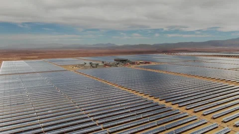 Solar Panels Pattern Aerial at Ouarzazate Solar Plant Morocco Stock Footage 331914147