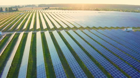 Solar panels power generation sky nature electric green Stock Footage 137593715
