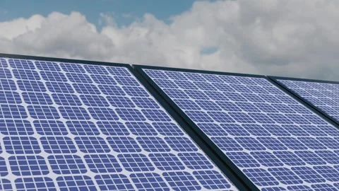 Solar panels producing green, renewable energy, 4K looping animation Stock Footage 341032256