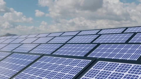 Solar panels producing green, renewable energy, 4K animation Stock Footage 341032402