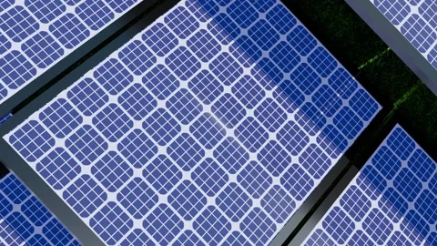 Solar panels producing green, renewable energy, 4K zooming out animation Stock Footage 341032461