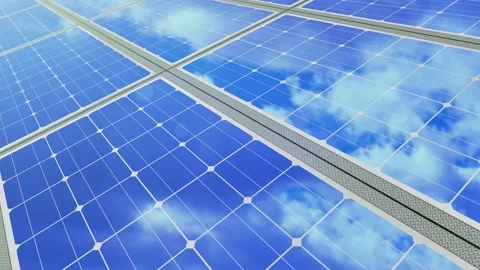 Solar panels reflecting clouds Stock Footage 229424285