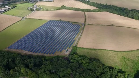 Solar panels on renewable energy farm Stock Footage 88568614