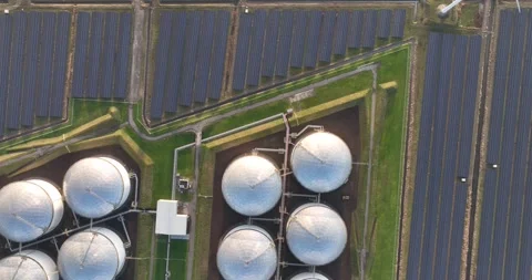 Solar panels renewable energy source, industiral storage petrochemical energy Video stock 229001863