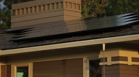 SOLAR PANELS ON RESIDENTIAL ZERO NET ENERGY HOME Stock Footage 52554381