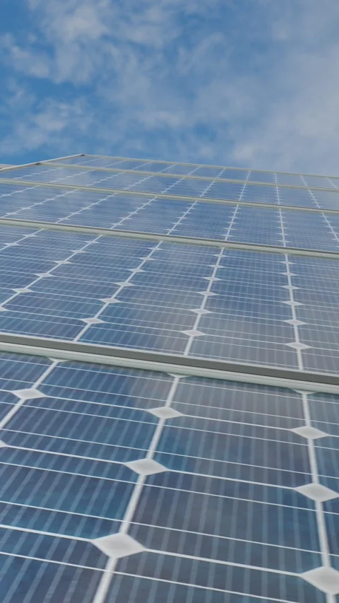 Solar panels on a roof.3D animation Stock Footage 265284251
