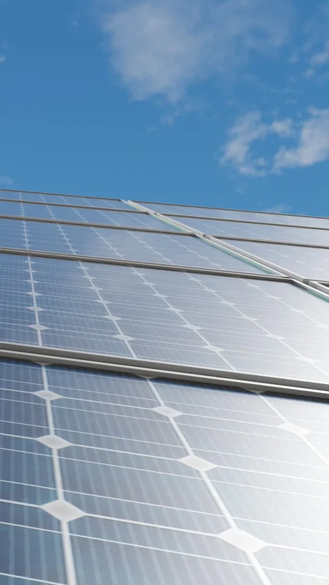Solar panels on a roof.3D animation Stock Footage 265808509