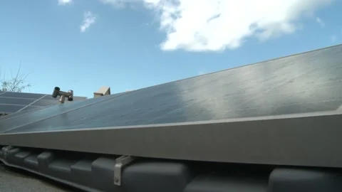 Solar panels on rooftop Stock Footage 169892540