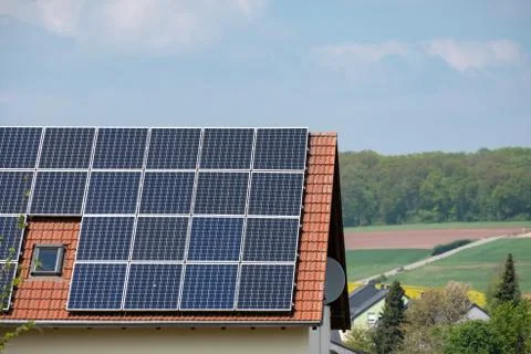 Solar Panels Rooftop Stock Photos