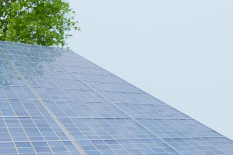 Solar panels on a rooftop, promoting renewable energy and sustainability Illustrazione stock