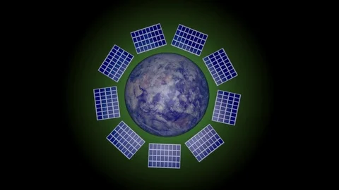 Solar panels rotating around Earth Stock Footage 81263476