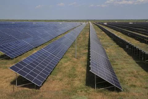 Solar Panels in a Row Foto stock