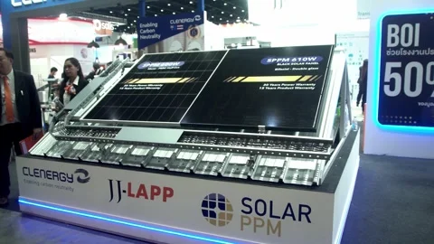 Solar panels seen displayed. Stock Footage 249376343