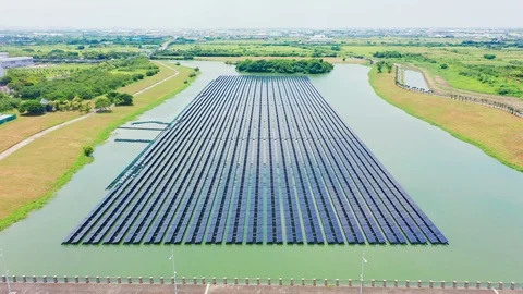 Solar panels shot by drone Stock Footage 113877384