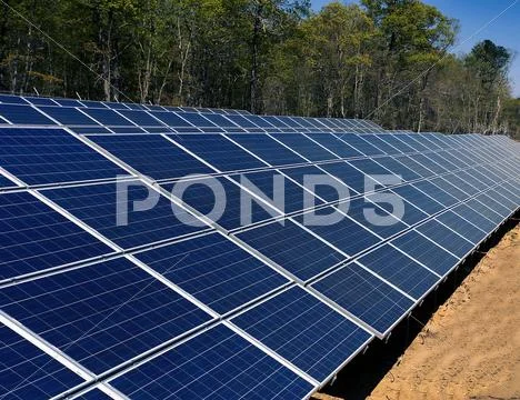 Solar panels side by side Stock Photos
