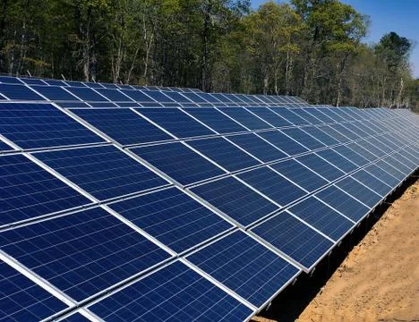 Solar panels  side by side Stock Photos