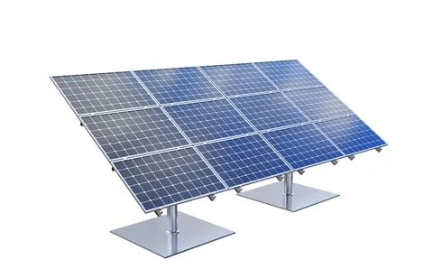 Solar panels with sky reflection isolated on white background Stock Illustration