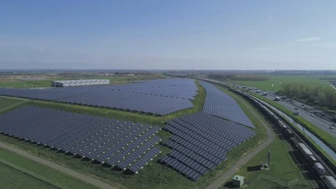 Solar panels (solar cell) in solar farm with sun lighting Stock Footage 113213034