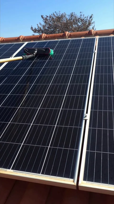 Solar panels Spring Clean Stock Footage 330907891