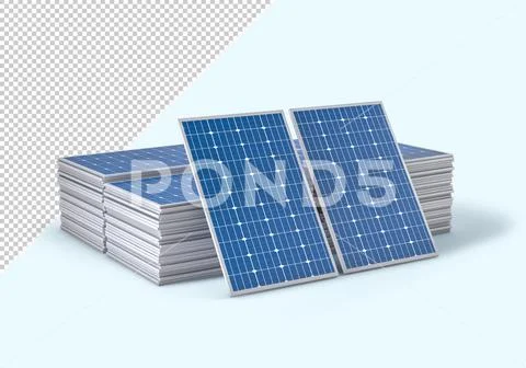 Solar panels stacked on top op each other, mockup PSD Template