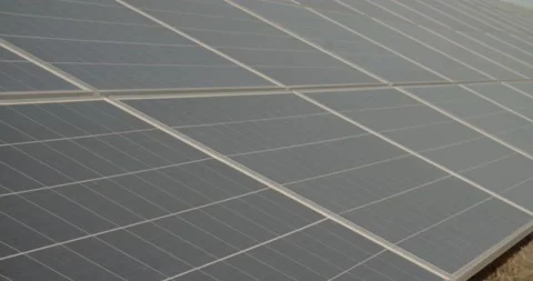 Solar  panels station panorama up Stock Footage 145660894