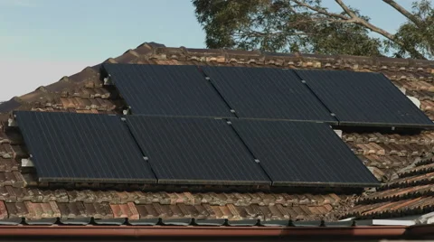 Solar Panels On Suburban Rooftop Stock Footage 51465174