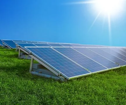 Solar panels in the sun. Stock Photos