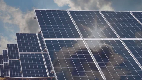 Solar panels with Sunlight reflection Stock Footage 134219766