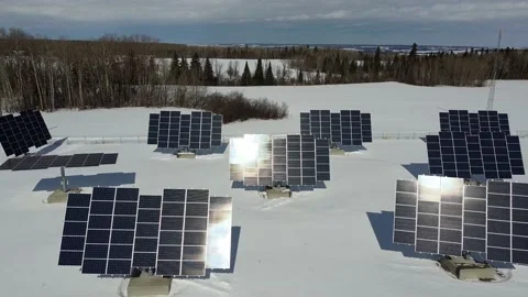 Solar panels on a sunny winter day Stock Footage 234920897