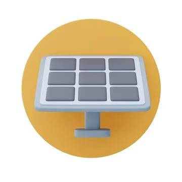 Solar panels symbol, Alternative source of electricity, clean energy, 3d rend Stock Illustration