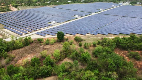 Solar panels system power generators from sun. Alternative Energy Sources  Stock Footage 241062421