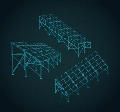 Solar panels technical drawings Stock Illustration